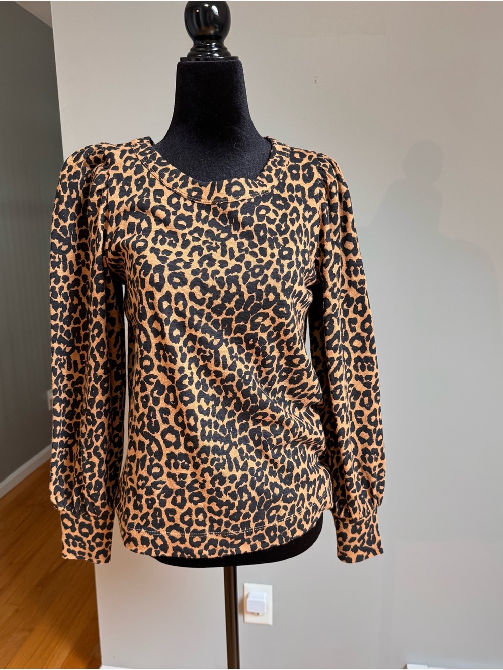 LOFT Leopard Print Puff Sleeve Sweatshirt - Brown & Black